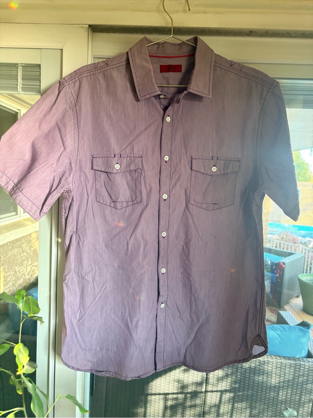 Alfani Men's Short-Sleeve Button-Down Shirt in Light Purple